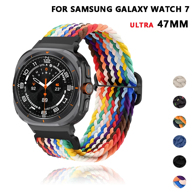 

Strap For Samsung Galaxy Watch 7 Ultra 47mm Braided Solo Loop Nylon band bracelet correa Galaxy watch Ultra watchband accessorie