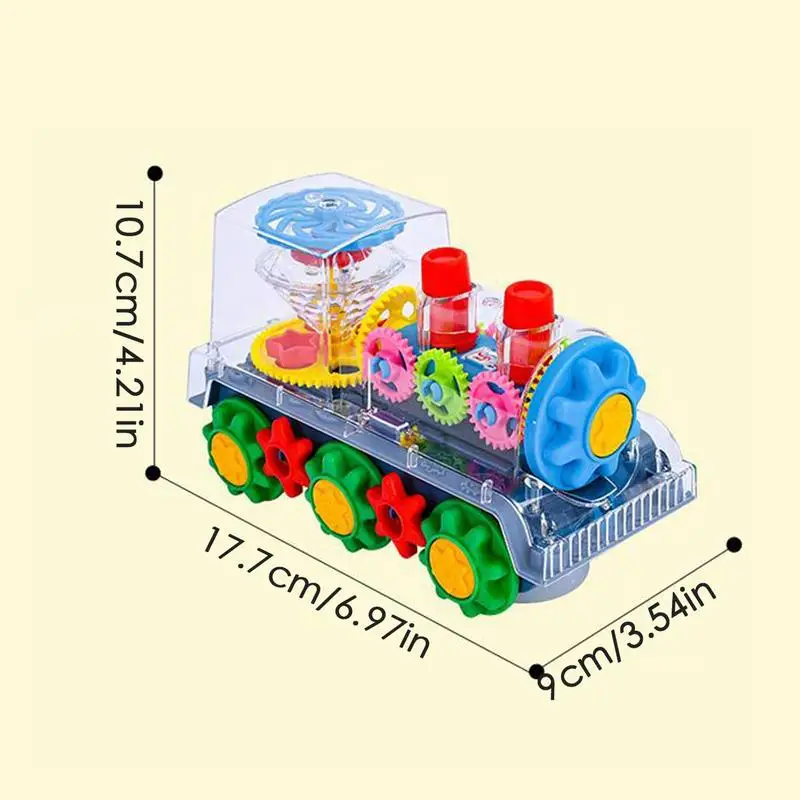 Tren de juguete con rotación de 360 grados, tren de engranaje resistente con luces Led y música, tren de colores brillantes, juguete con motor para niños