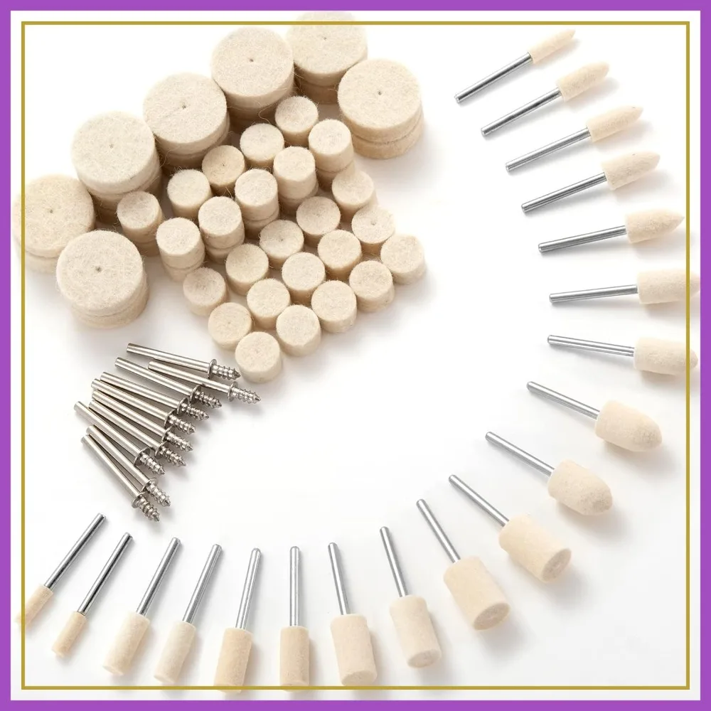 

80Pcs Felt Polishing Buffing Wheel Set for Rotary Tool, 1/8" Shank Wool Pads for Jewelry Watch