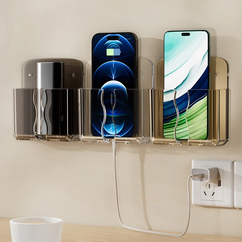 Air Conditioner Remote Holder Rack Universal Wall Mounted Storage Box Remote Controller Organizer Case Phone Charging Bracket