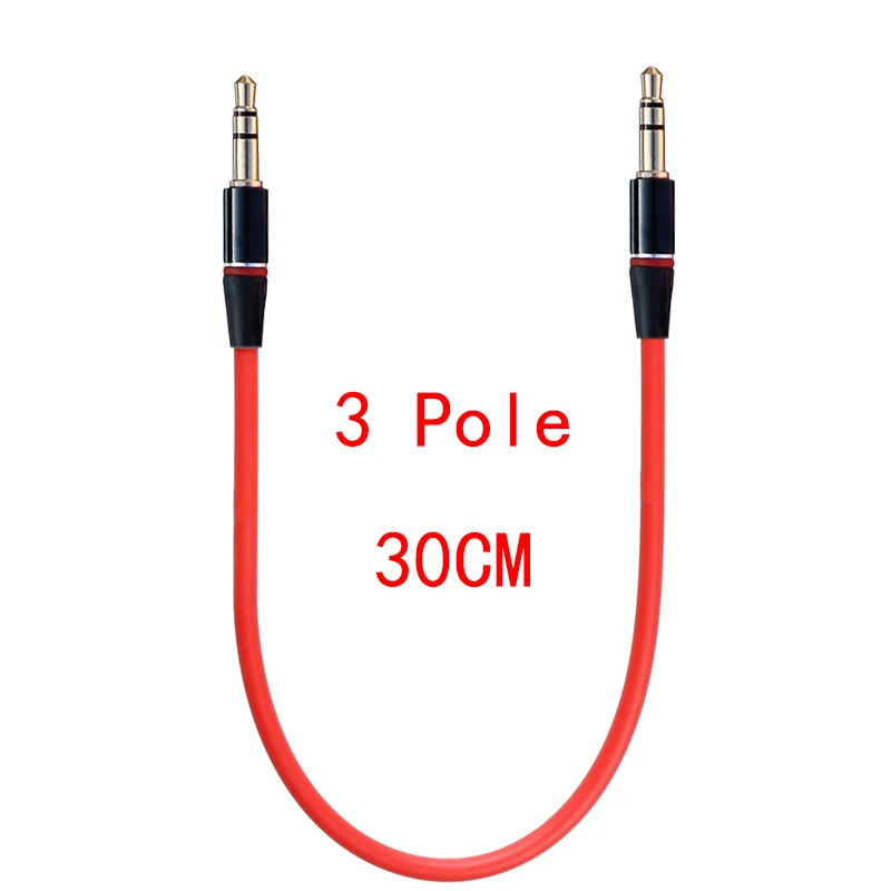 Universal Ipod Aux 4 Pole 3 Pole 3.5mm Male to Male MP3 MP4 AUX Audio Stereo Cable 20cm 30cm