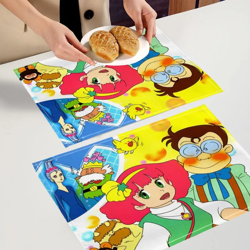 2PC Minky Momo Girl Anime Placemat For Kitchen Bar Bowl Pad Non-slip Heat Resistant High Quality Linen Table Mat 7.10