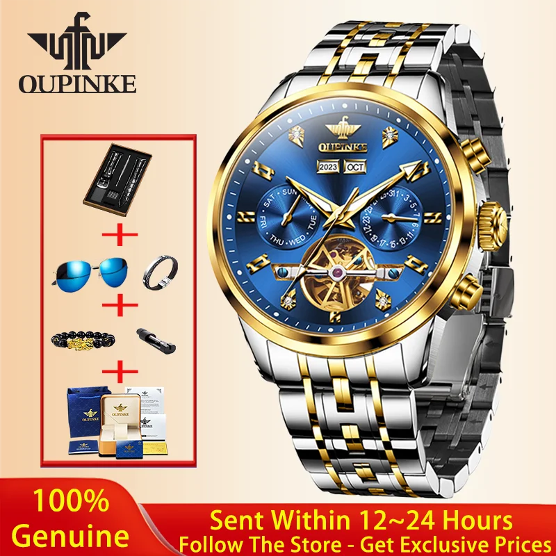 OUPINKE Premium Luxury Men Watch Top Brand Automatic Mechanical Watch Precision Steel Strip Waterproof Luminous Men Watch 3248