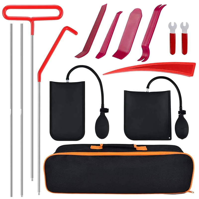 

ABHY-14 Pcs Car Door Open Unlock Tool Kit Lock Out Emergency Wedges Air Pump Universal Emergency Kit For Vehicles