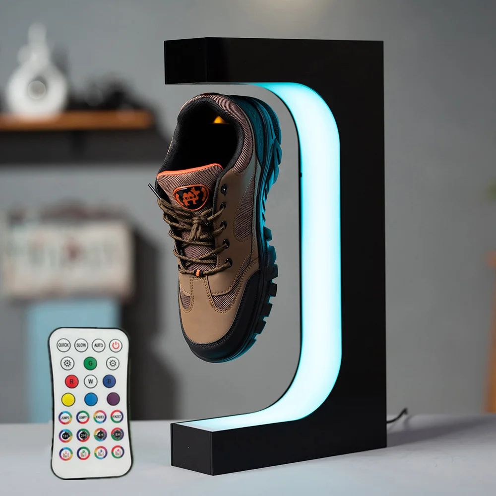 Floating Sports Shoe Display Stand LED Lamp Rotating Suspension Stand For Collectors Advertising Exhibition Shop Home Decoration