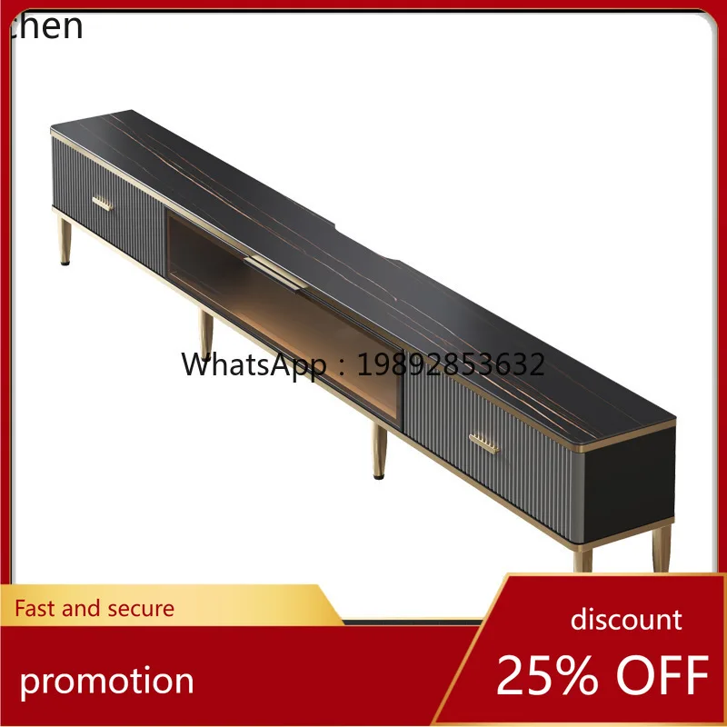 

HT TV Cabinet Modern Simple Light Luxury Floor-standing Living Room Small Apartment Rock Board Table Combination New Storage
