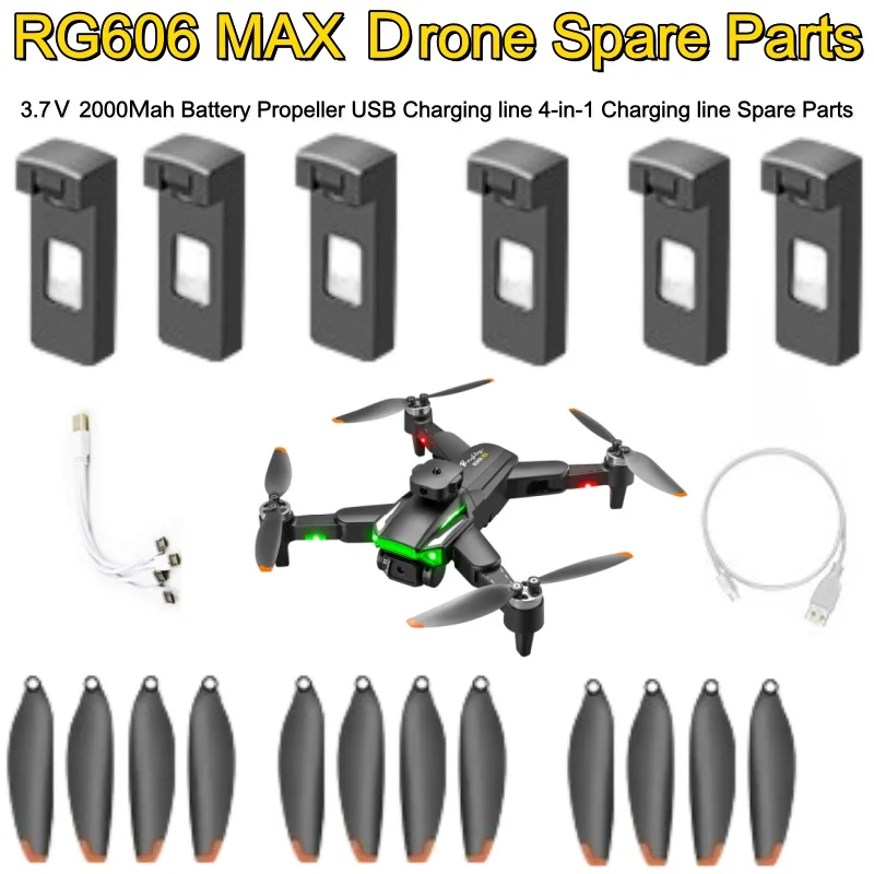 RG606 MAX Ｄrone Accessorie Battery 3.7Ｖ 2000Ｍah Propeller USB Charging line 4-in-1 Charging line Spare Parts For RG606 MAX Ｄrone