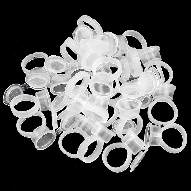 

50PCS Tattoo Pigment Ink Ring Cups Eyelash Extend Glue Holder Container With Lid Cover Cap Permanent Makeup Microblading Tool