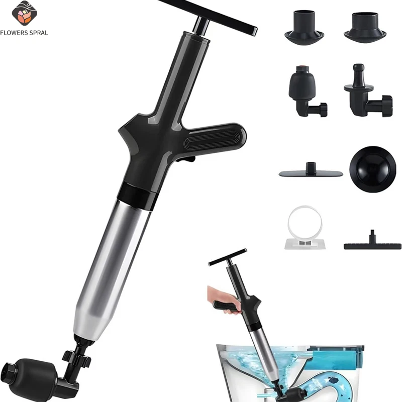 Hochdruck-Abflussreinigungsset, Multi-Adapter für Toilette, Waschbecken, Badezimmer, Küche und Bodenablauf, Manuelle Pneumatische Werkzeuge