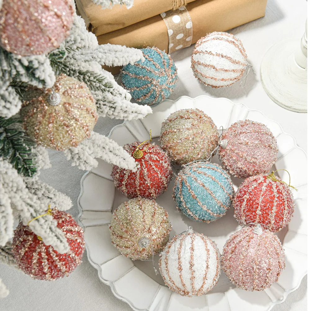 

6 Pcs Christmas Decoration Ball Small Ornaments Unique for Tree 8 Cm Foam Hanging