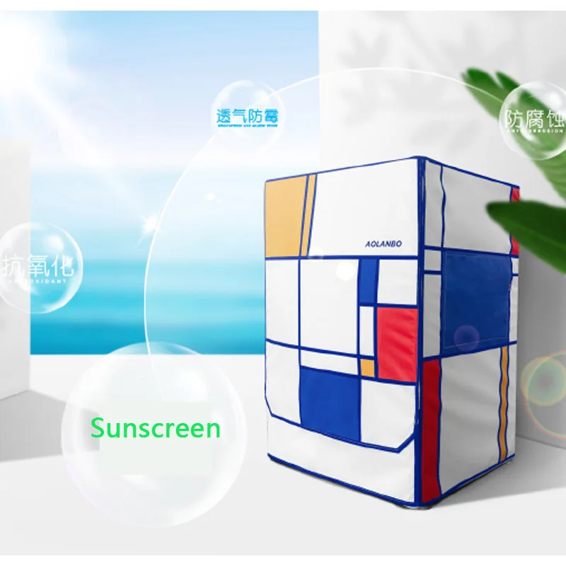 Washing Machine Cover Thickened Silver Coating Fabric Home Waterproof Sunscreen Laundry Dryer Roller Protection Case