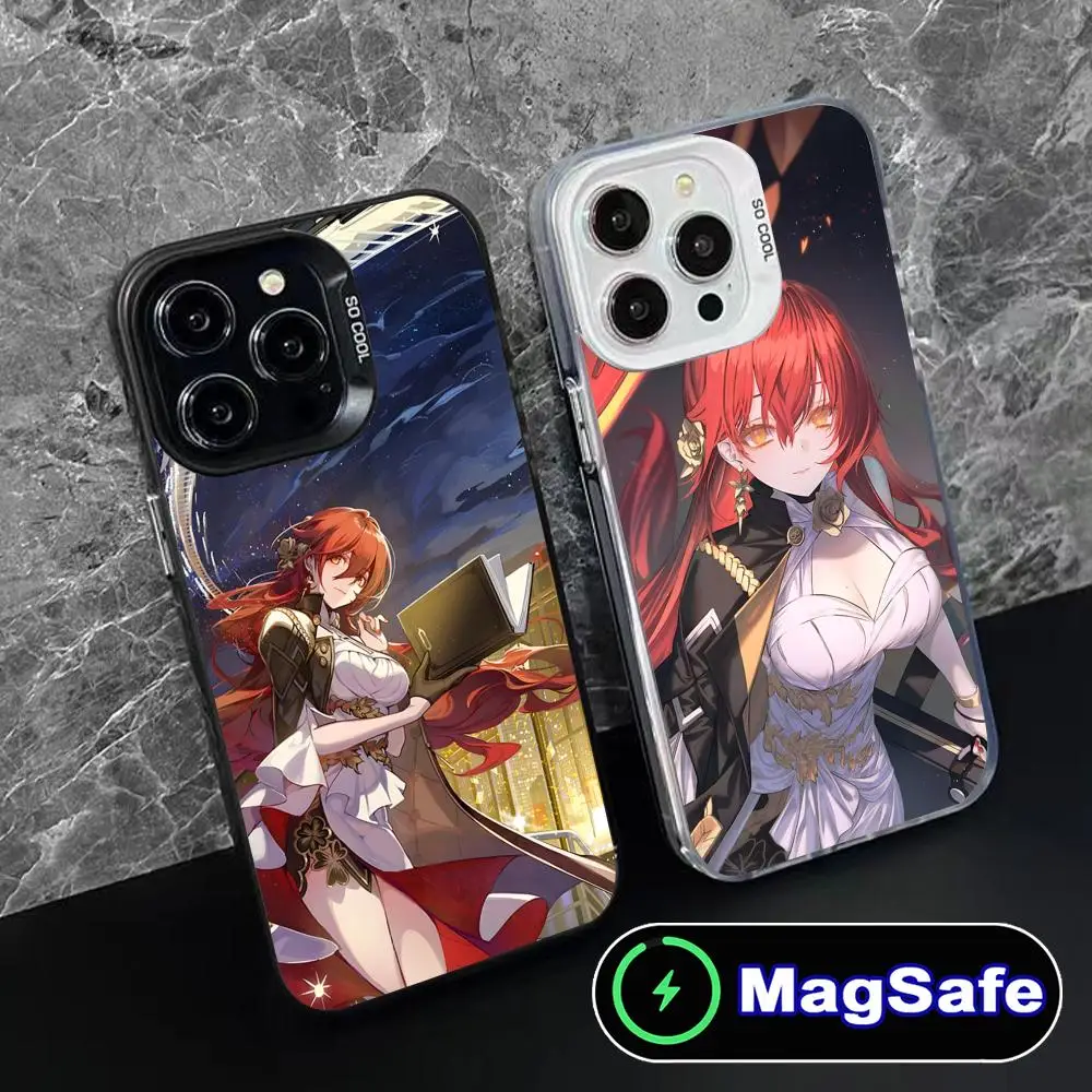 

Honkai Impact Himeko Phone Case for iPhone 16 15 14 13 12 11 Pro Max Plus MagSafe Translucent Colour Protective Smartphone Cover