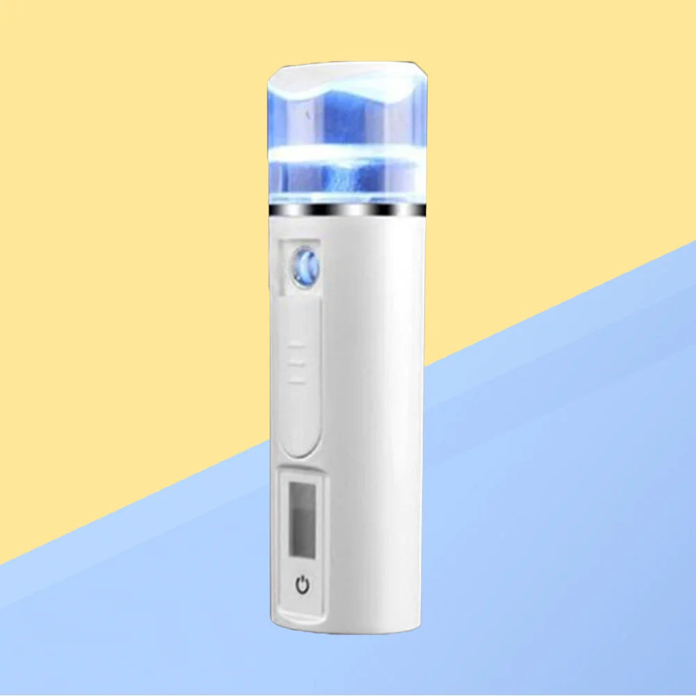 

【】Portable Facial Steamer Durable Nano Mist Face Sprayer For Skin Care Moisture Non-Slip Abs Push Switch White Lightweight
