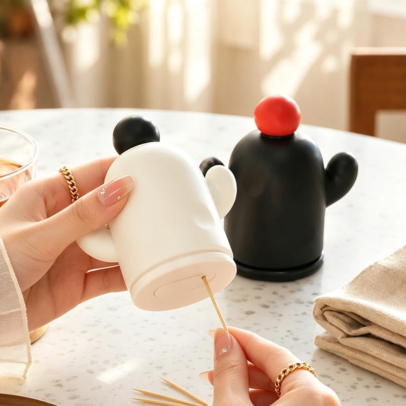 2026 New Matte Smooth Abs Resin Cute Cactus Toothpick Holder with Free Toothpicks Home Dining Kitchen Table Decor Figurine view 3
