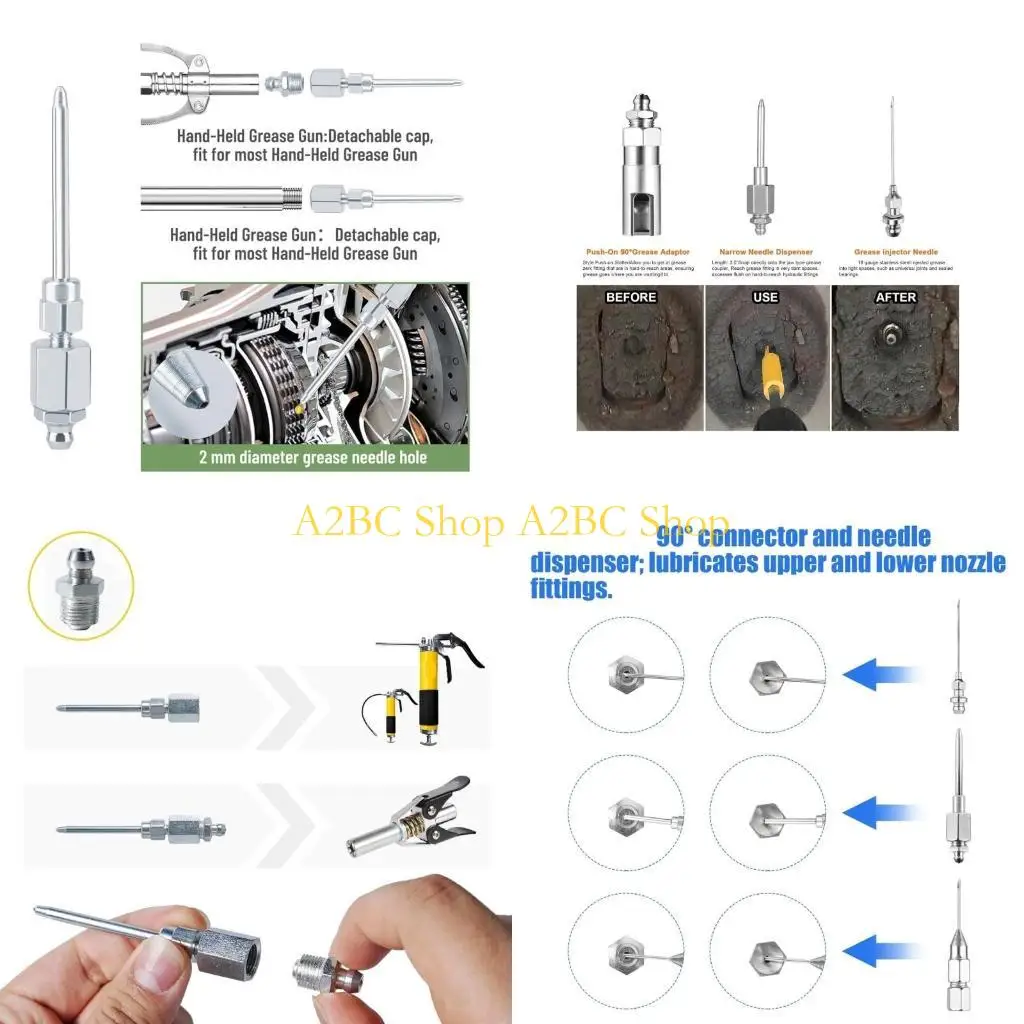 

A2BC Grease Needle Nozzle with Double Handle Coupler for Easy Access in Confined Area