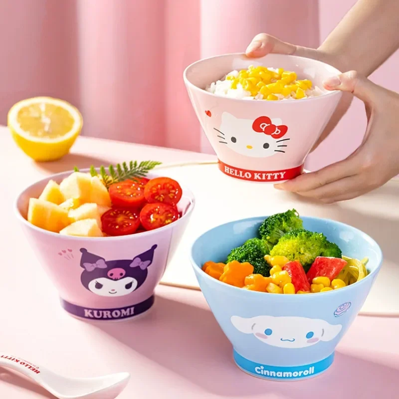 Sanrio Kawaii My Melody Huishoudelijke Keramische Kommen Kuromi Hello Kitty Anime Cartoon Mode Prachtige Servies Rijst Eten Kommen