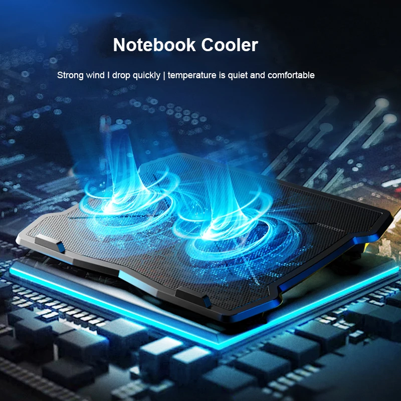 Cooler Fan Notebook Radiator Air Laptop Cooler With 2 Fans Two USB 1600RPM Gaming Laptop Stand Computer Cooler Base Mute Cooling