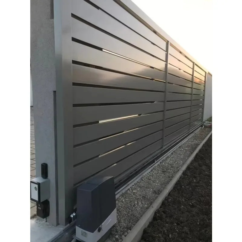 Customized Europe Eco-Friendly Garden Composite Horizontal Semi Louvered Aluminum Fence Swing Gate