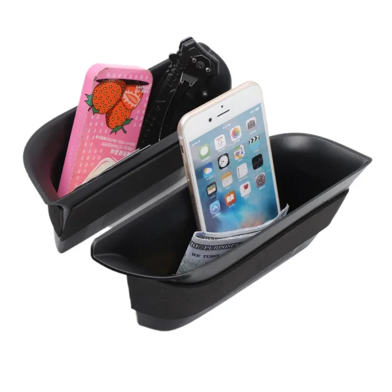 ل سيات ليون 1P 2008-2012 ABS الأسود باب السيارة الأمامي درابزين فرز صندوق تخزين اكسسوارات السيارات الداخلية