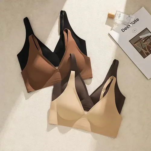 Imagen 2 del producto Parte de atrás bonita, ropa interior Invisible sin costuras, pecho grande para mujer, recogida de pecho pequeño, sujetador inalámbrico Sexy con pecho lateral