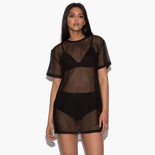 Imagen 2 del producto Bikini Sexy para mujer, traje de baño de encaje negro, ropa de playa, traje de baño tejido, Vestido de playa de gasa 2023