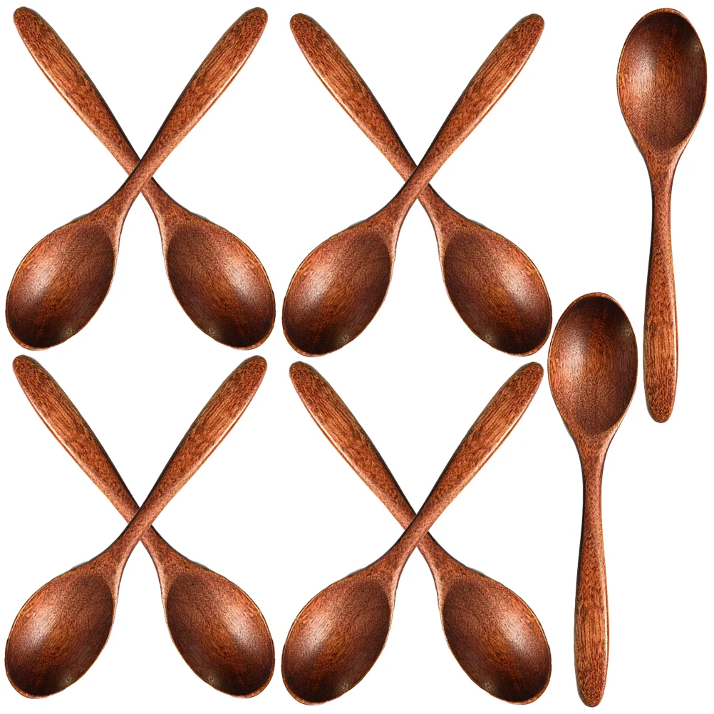 

10pcs Small Wooden Spoons Set Natural BrownWood Teaspoons 14 5x3cm Kitchen Utensils Gift Multipurpose Spoon for for Coffee