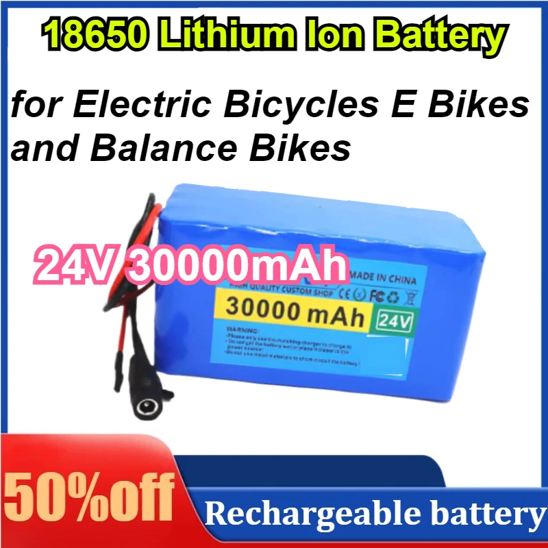

24V 30000mAh 18650 Lithium Ion Battery Pack Universal Battery for Electric Bicycles E Bikes and Balance Bikes