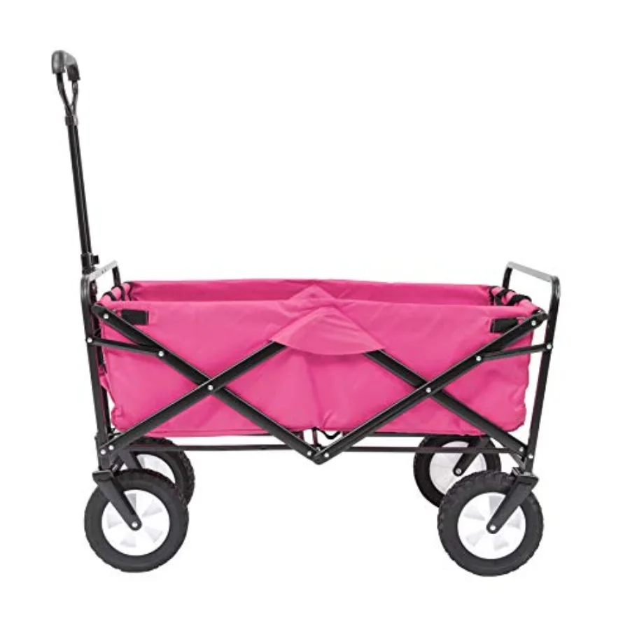 

Outdoor utility wagon for sports and camping collapsible folding design pink polypropylene frame with steel axles lightweight a