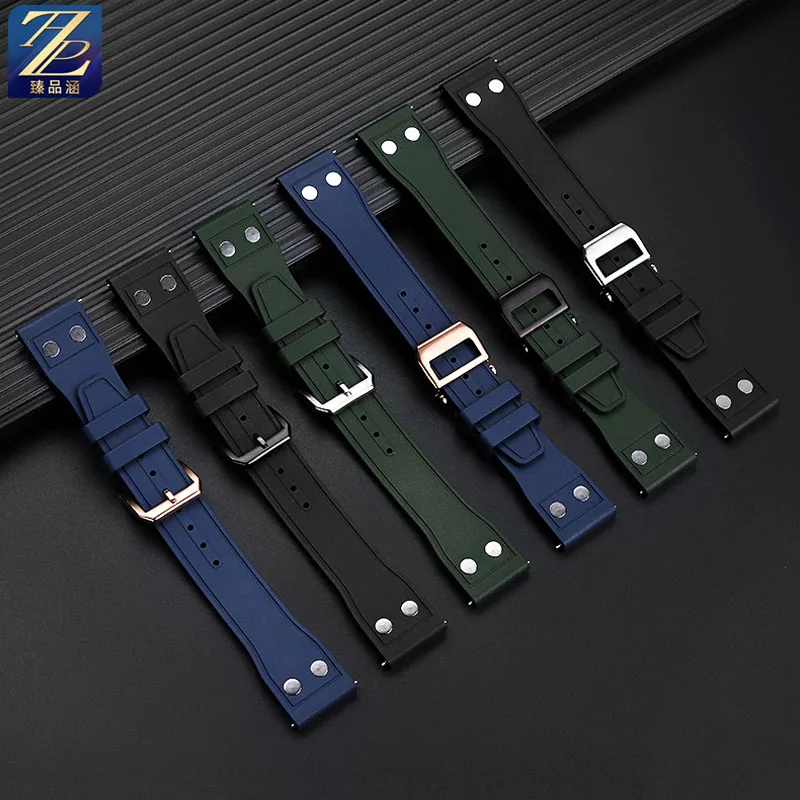 The new watch strap is suitable for IWC World Pilot Flying Little Prince Mark 20 Spitfire fighter jet fluororubber watch strap