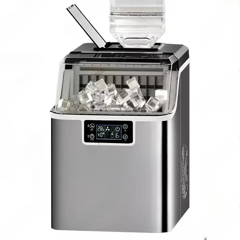 Small Commercial Ice Maker Machine Fully Transparent Square Ice Cube Making Machine for Dorm Office Fast Ice Production