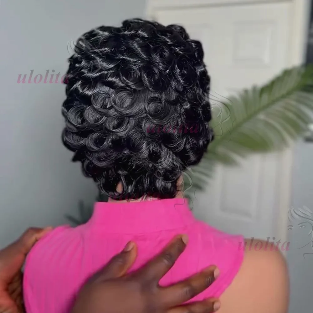 Chioma Lockige Pixie-Cut-Perücke 13X4 HD Full Frontal Perücke Kurzer Bob Echthaarperücken für Frauen Kleberlos Sofort tragbar Kurze Choima Perücke – Detail 8
