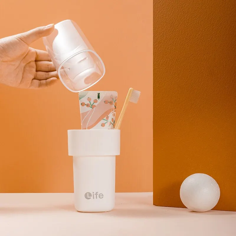 

Двухслойный простой стакан для полоскания рта, домашний стакан для зубных щеток, дорожный футляр для хранения зубных щеток для пары, портативный набор для мытья и ополаскивания