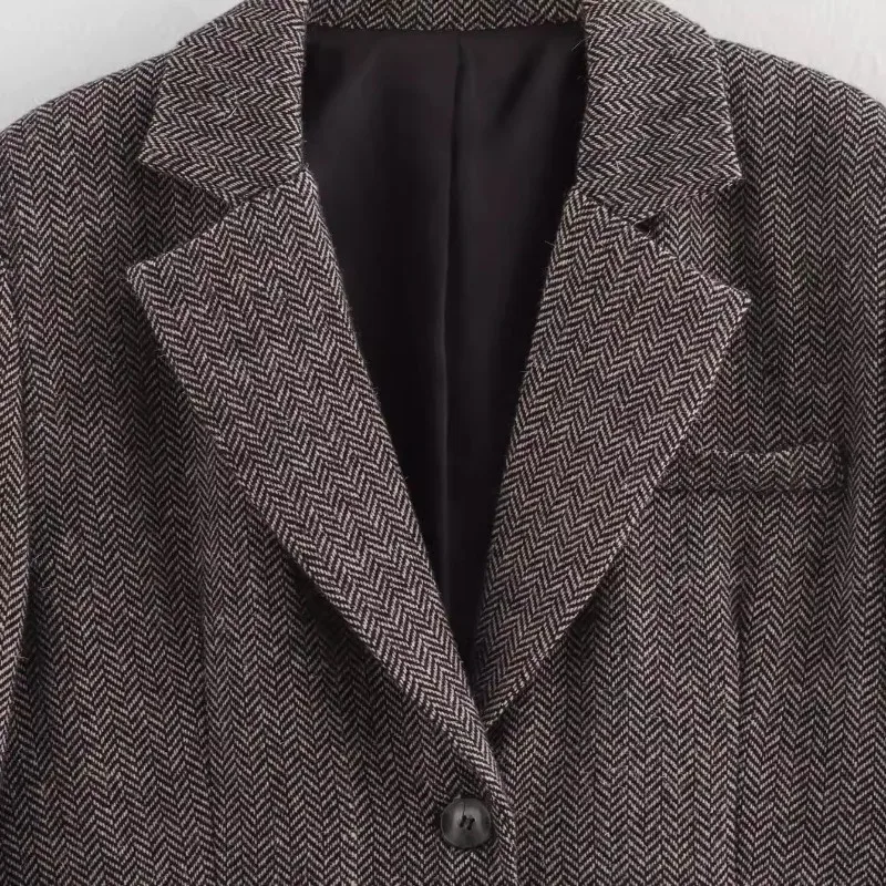 Topenomi-Manteau sur mesure vintage pour femme, blazers décontractés à col cranté, veste de bureau, tempérament français, tout match, automne, hiver