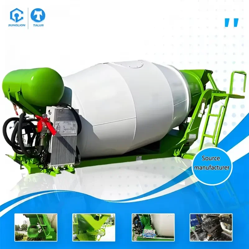 2026 CE Chinese Manufacturer Concrete Mixer Truck Tilting Drum Mobile Cement Tank Concrete Mixer Trailer with Engine and Pump