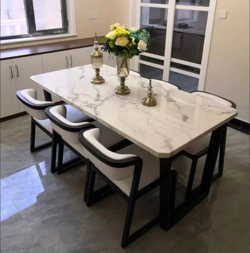 

ABCNordic Marble Household Rectangular Dining Table Chair Combination Furniture