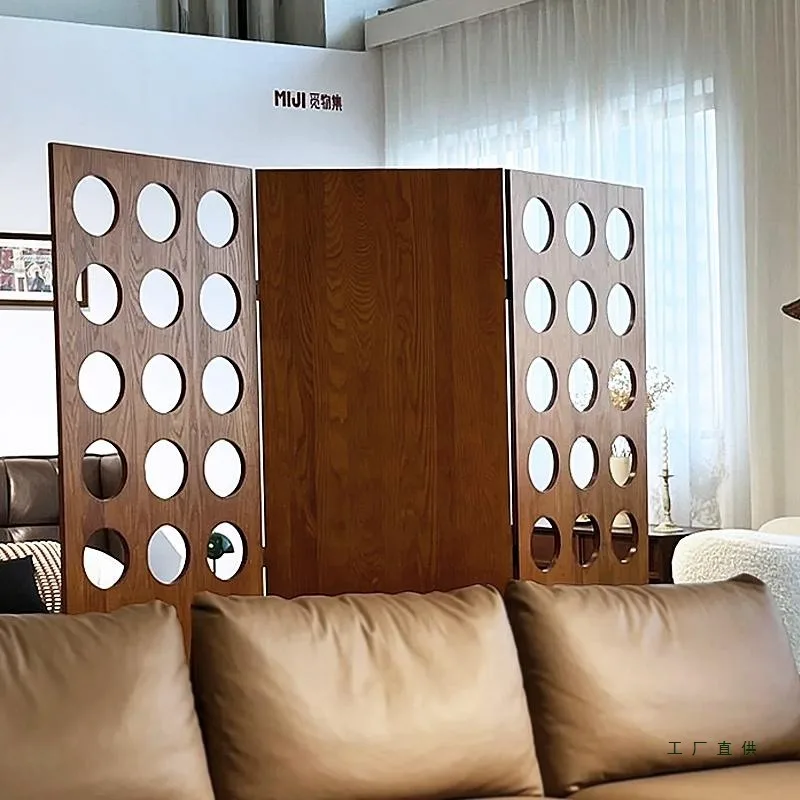 ancient wabi sand wind folding mobile background wall in the living room, entrance porch blocking decorative partition