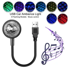 New Usb Music Rhythm Magic Stage Effect Projection Lamp Led Party Disco Dj Stage Light Car Decoration Atmosphere Night Light