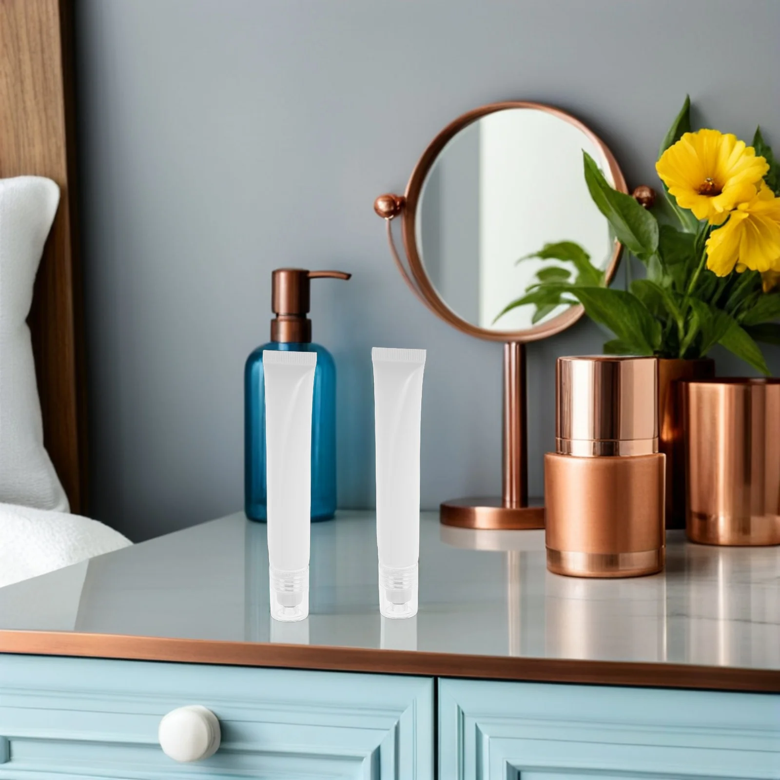 Distributeur de crème pour les yeux, 5 pièces, 20Ml, Tube à presser rechargeable et étanche pour voyage, soins de la peau, bouteille à rouleau Portable, Mini