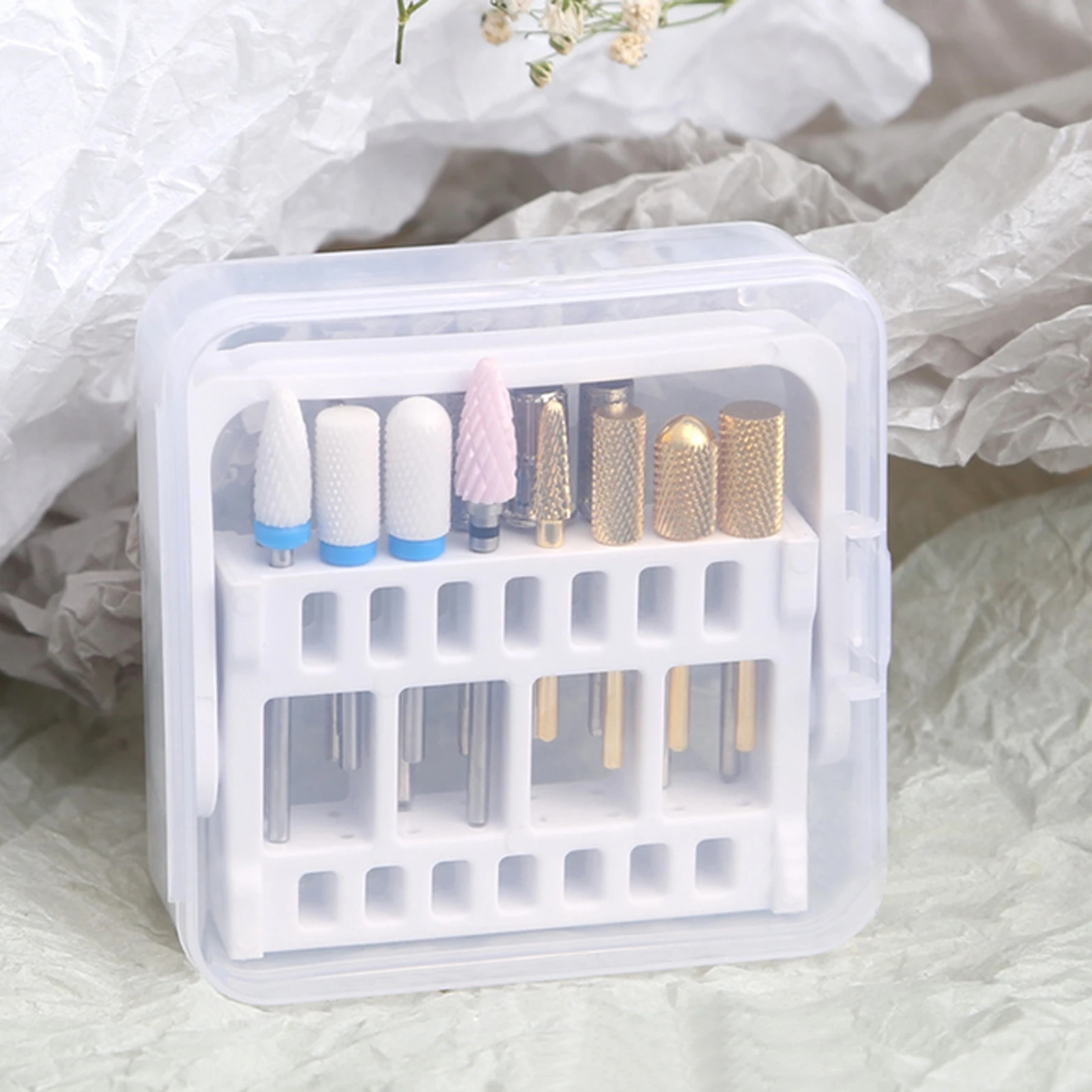 

3pcs Nail Grinding Head Box PP Material Lightweight Portable Storage ganizer for Home Salon Use Nail Tool Container
