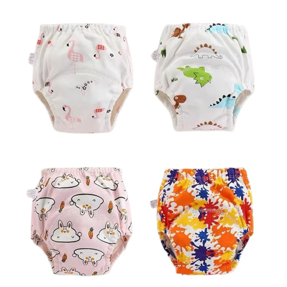 

4pc/Lot 6Layers Gauze Training Pants Panties Waterproof Cloth Diapers Reusable Toolder Nappies Baby Underwear