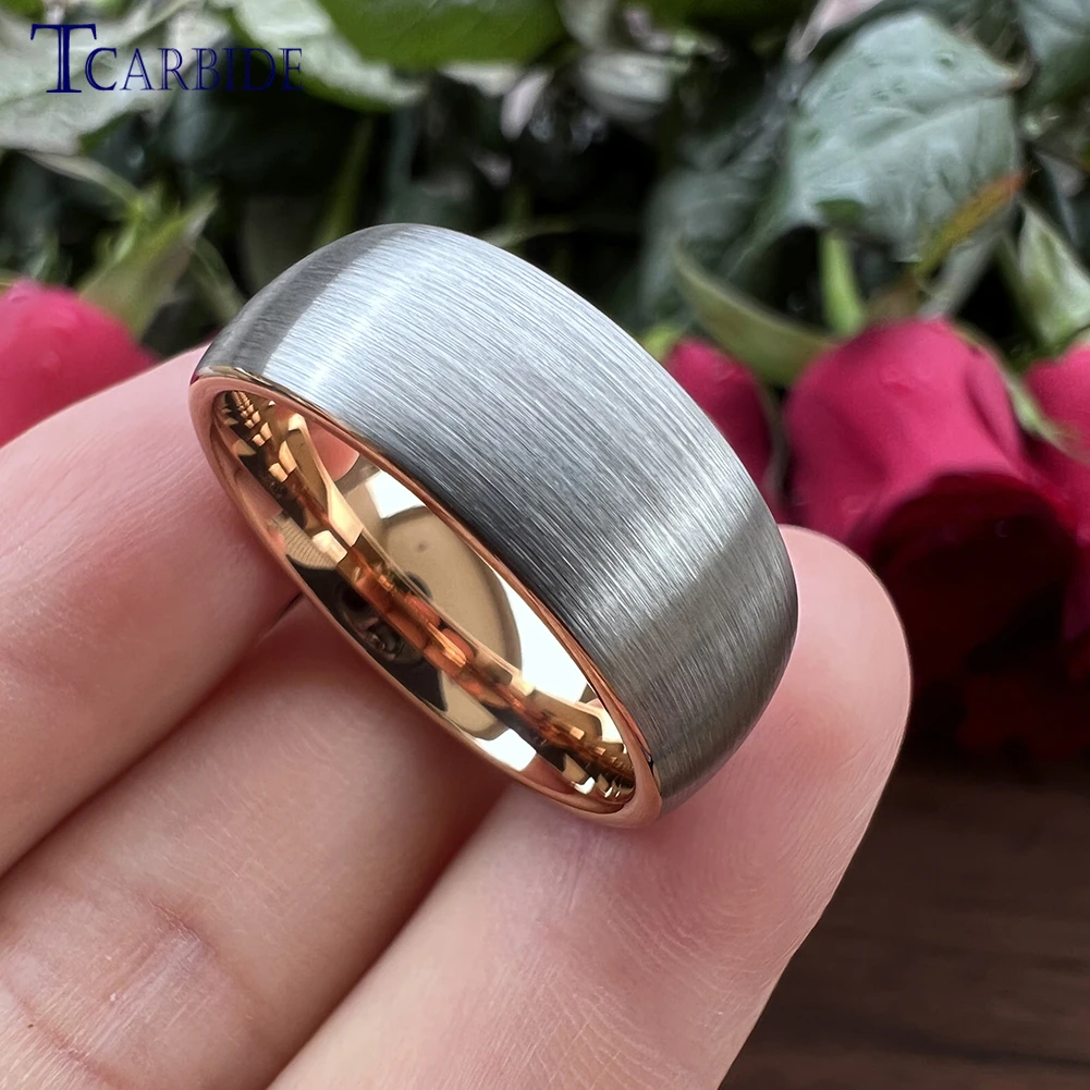 6mm 8mm Tungsten Engagement Ring For Women Men Domed Brushed Multicolor Jewelry Accessories Comfort Fit