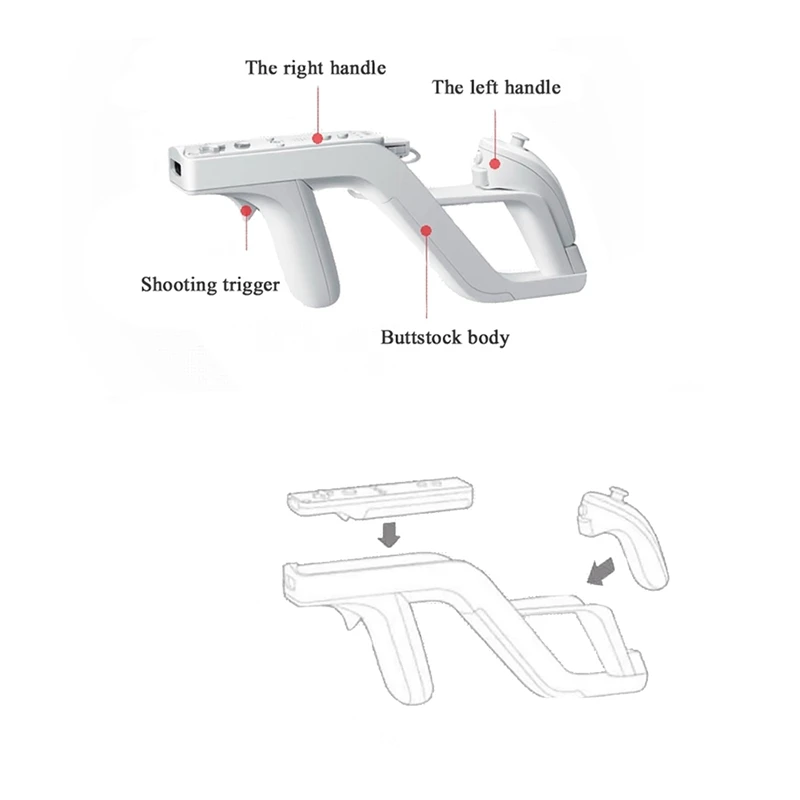 A46T 2PCS Zapper Game Holder for Nintendo Wii Remote Right Left Controller Wii Zapper Gaming Accessories