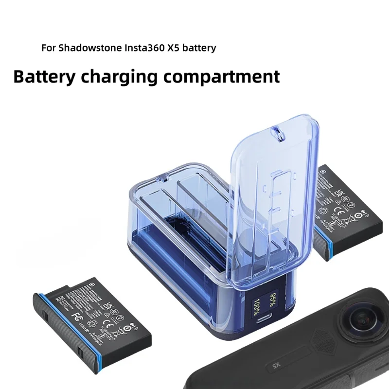 

For Insta360 X5 Fast Charging Charger LED Battery Storage Case Sports Camera Digital Display Screen Charger Box Accessories