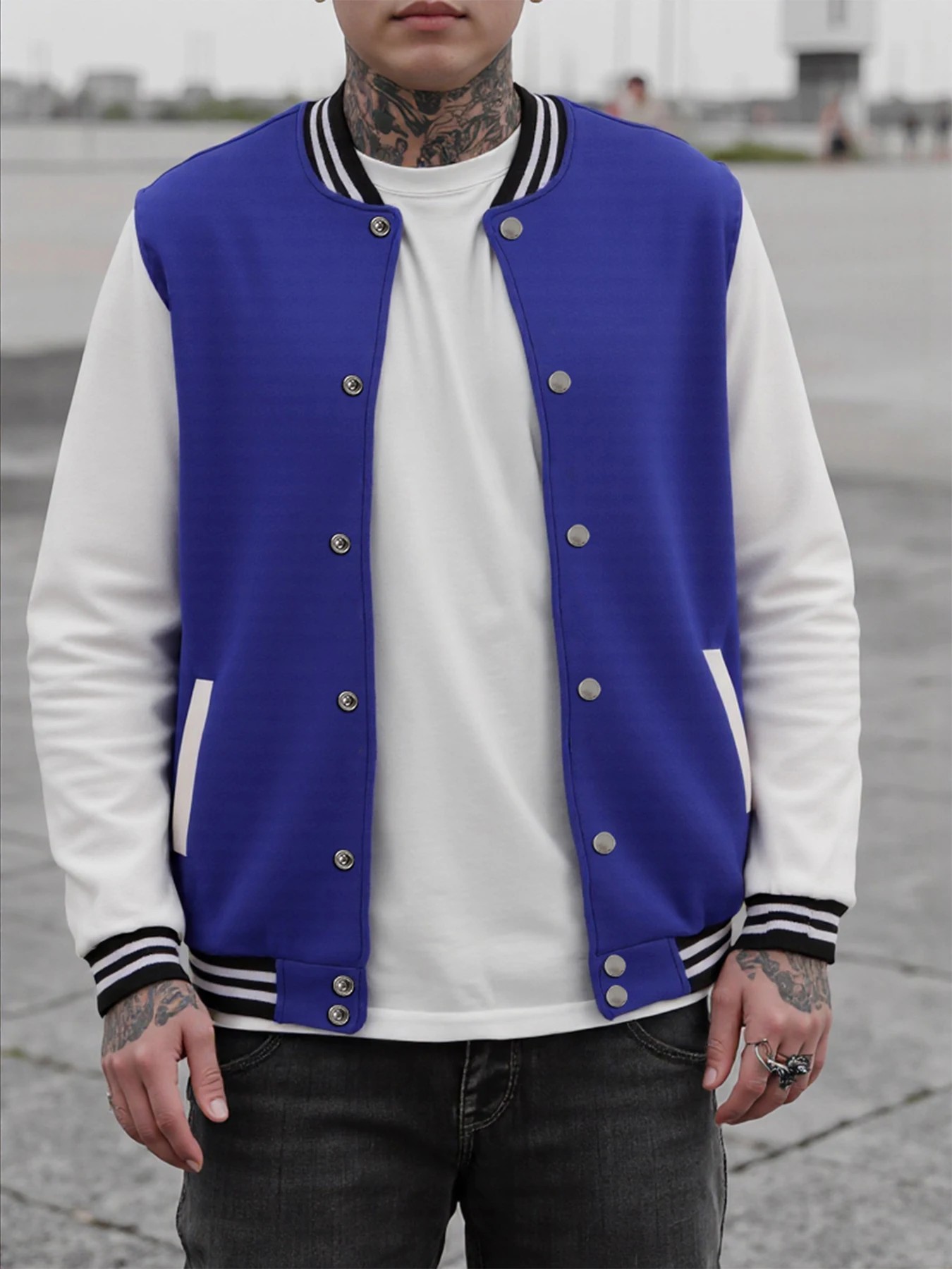 

Black Gray White Solid Color Jacket Loose Oversize S-5XL Clothes Men Women Baseball Uniform Street Coat Warm Fleece Soft Jackets