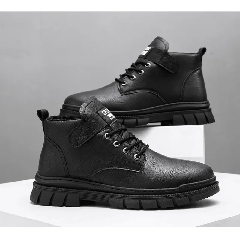 Men\'s Boots 2024 New High Top Men Safety Shoes Lightweight Steel Toe Sneakers Man Work Waterproof Boots Motorcycle Boots for Men