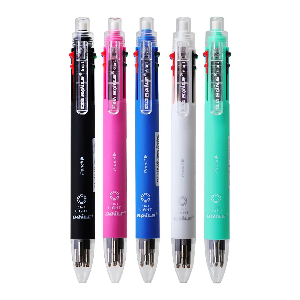 3 Teile/satz 6 In 1 Kugelschreiber Set 5 Farbe 0,7mm Stift Minen Und 0,5mm Automatische Bleistift für Schule Schreiben Büro Liefert – Detail 2