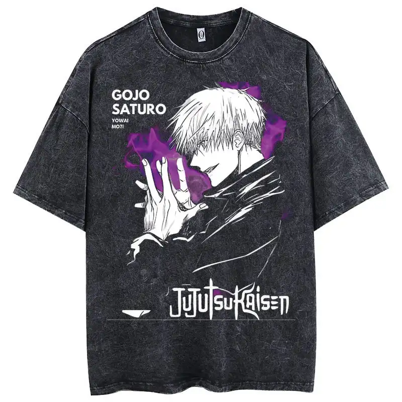 

Jujutsu Kaisen Japanese Anime GOJO SATURO Domain Expansion Men's T-shirt Pure Cotton High-quality Leisure Sports Harajuku Y2K
