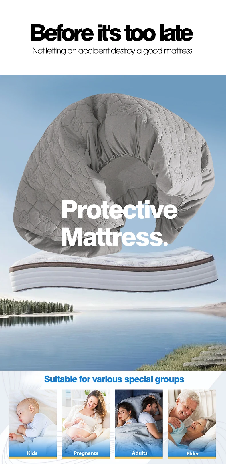 Wasserdichtes Atmungsaktives Gestepptes Spannbettlaken Tiefe Taschen Matratzenschoner Weiche Mikrofaser Elastisch Rutschfest Einzel Doppel Queen King Bett – Detail 2