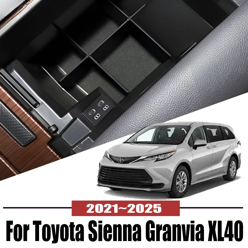 

For Toyota Sienna Granvia XL40 2021~2025 2023 Car Central Armrest Storage Box Holder Console Organizer Auto interior Accessories