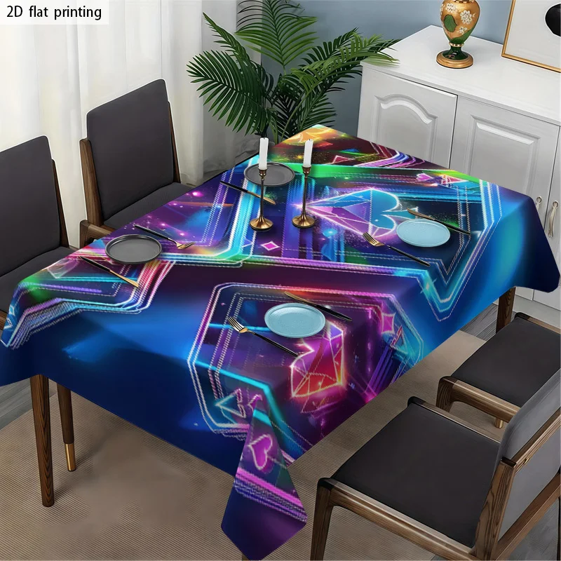 Vibrant Neon Cyberpunk Tablecloth Waterproof Spillproof Table Cover for Dining Room Party Decor